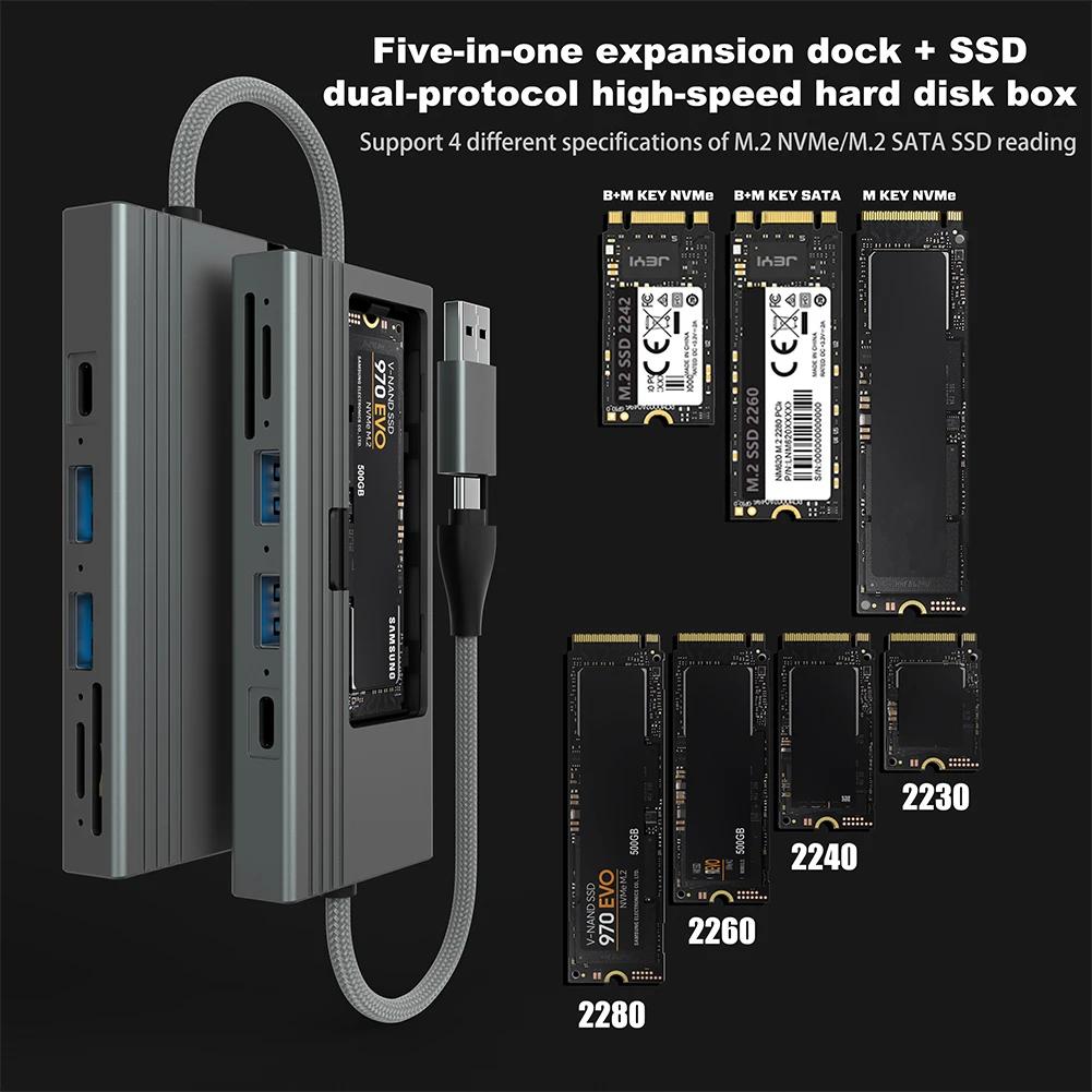 PC ƮϿ ָ Ʈ ̺ , M.2 NVMe/SATA ϵ ̺ ̽, USB C Ÿ , USB 3.2 Gen 2, 10Gbps SD/TF ī , 5 in 1